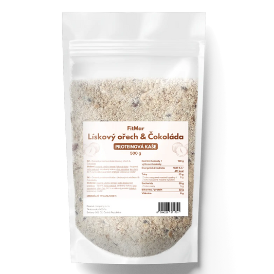FitMar Proteinová ovesná kaše Lískový ořech a čokoláda 500 g - FitMar.cz