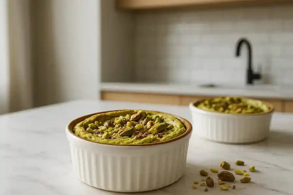 🍰 Pistáciový cheesecake z tvarohu a pistáciového krému - FitMar.cz