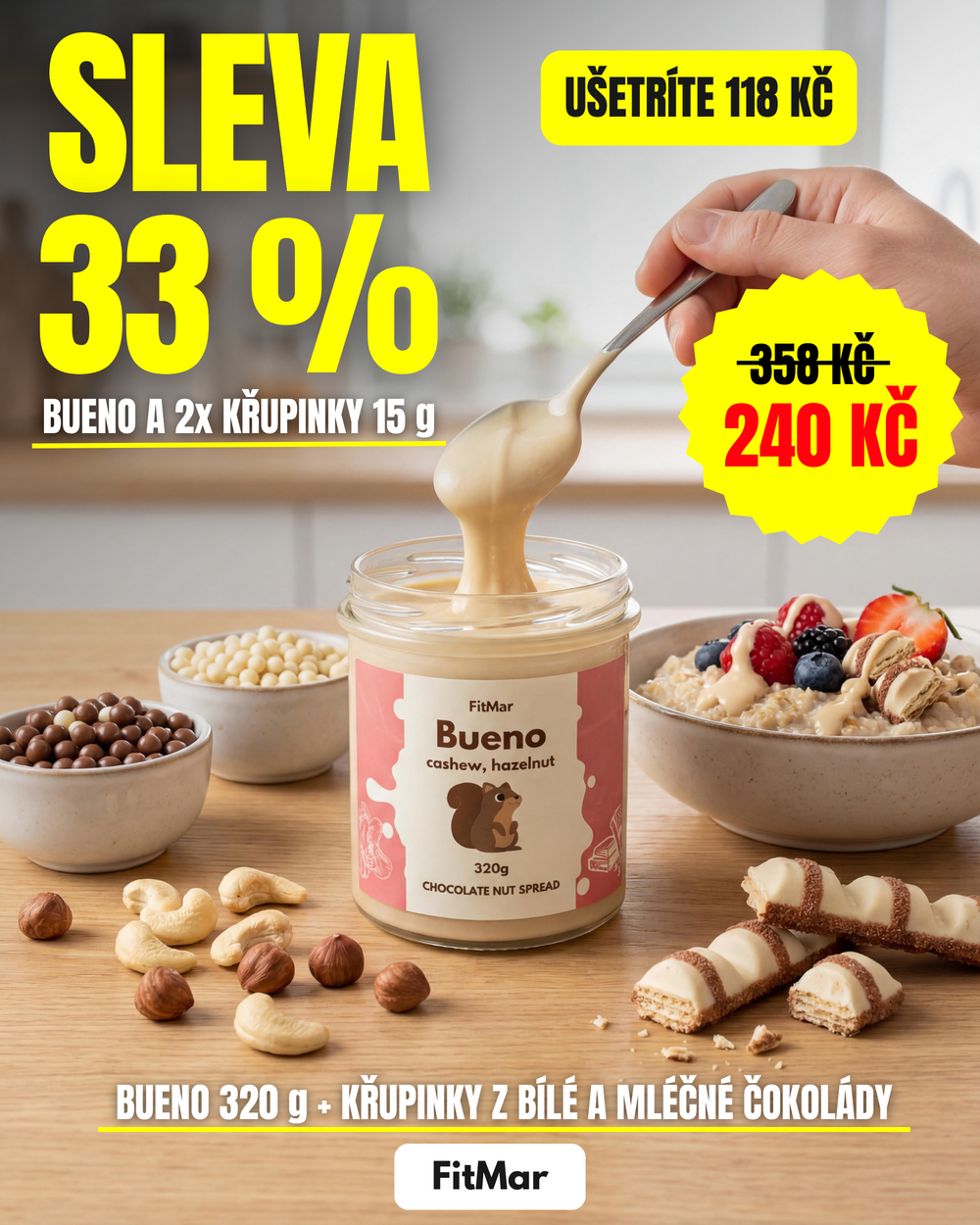 Bueno 320g + křupinky bílá a mléčná čokoláda